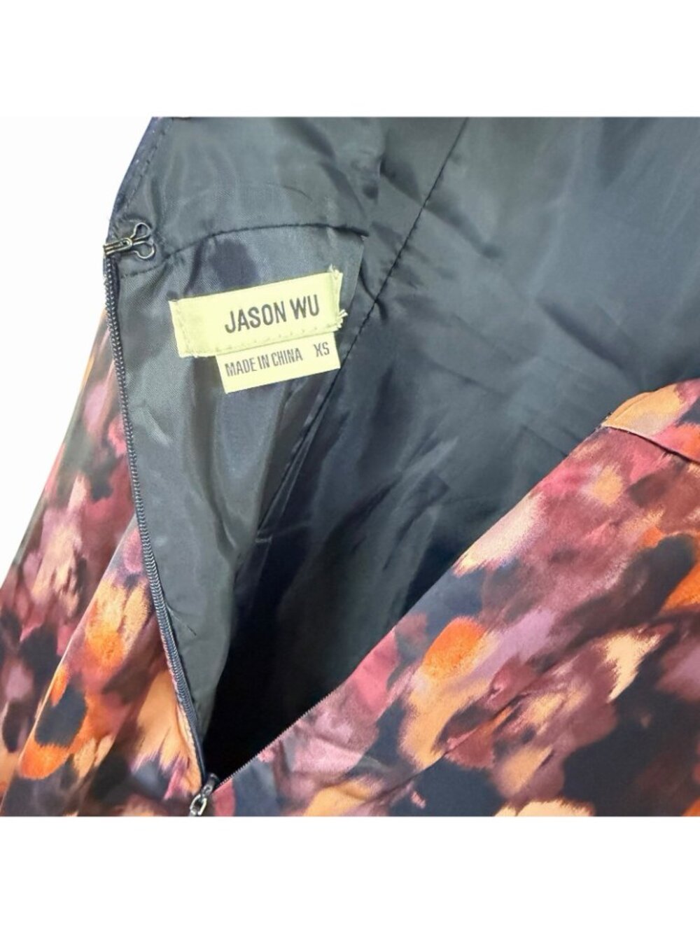 Jason Wu Satin Midi Dress Size XS Strappy Low Back Romantic Evening Floral Paint - Picture 7 of 15
